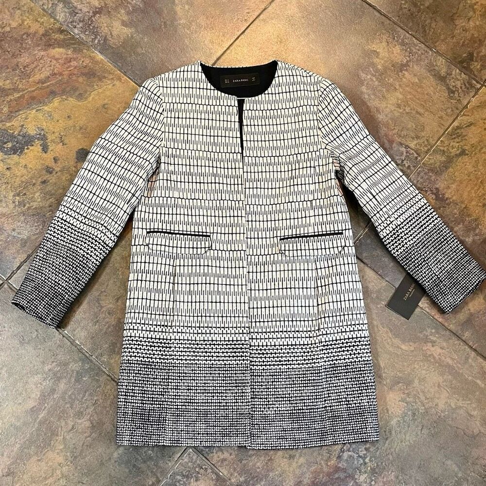 Nwt Zara Basic Ombre Embro Open Front Collarless … - image 6